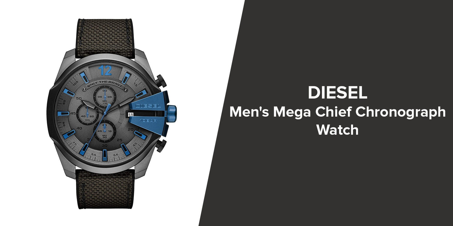 Diesel DZ4500 Mega Chief Chronograph Men's Watch – Black Dial & Black Nylon Strap