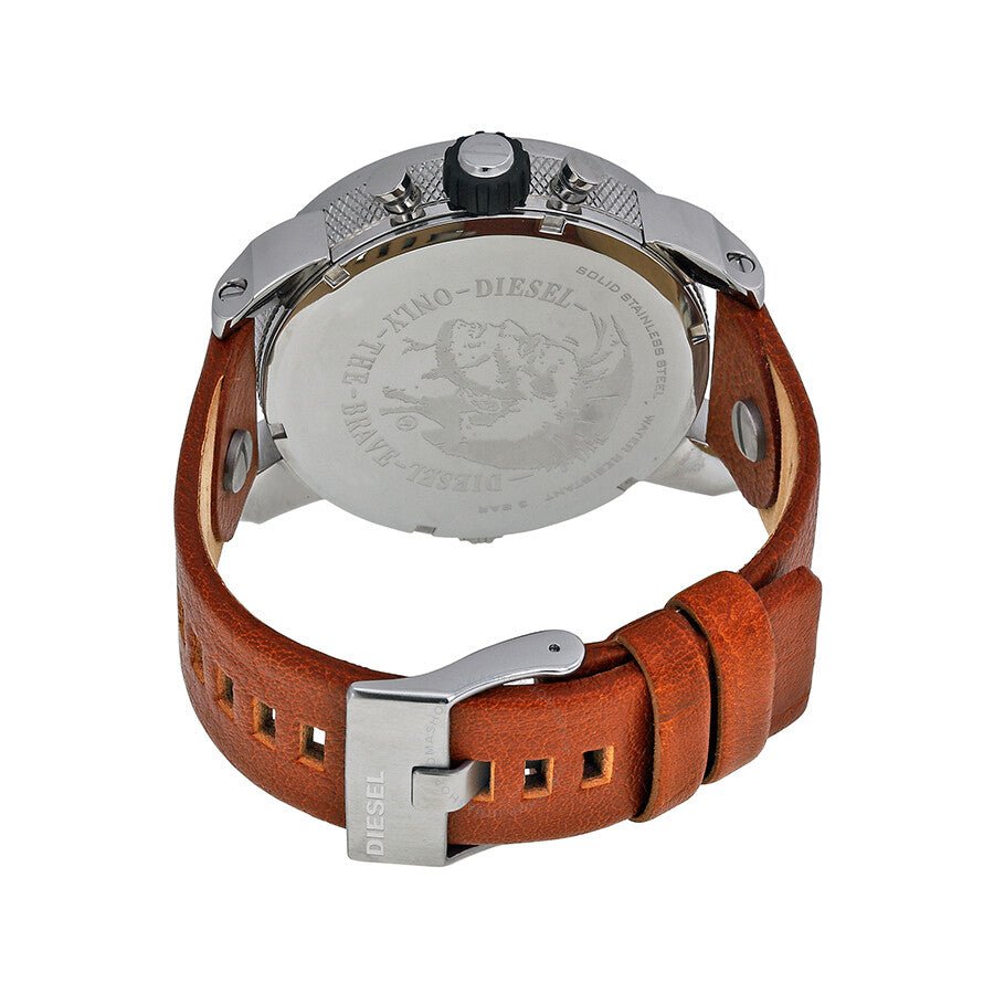 Diesel DZ7264 SBA Dual Time Men's Watch – Black Dial & Brown Leather Strap