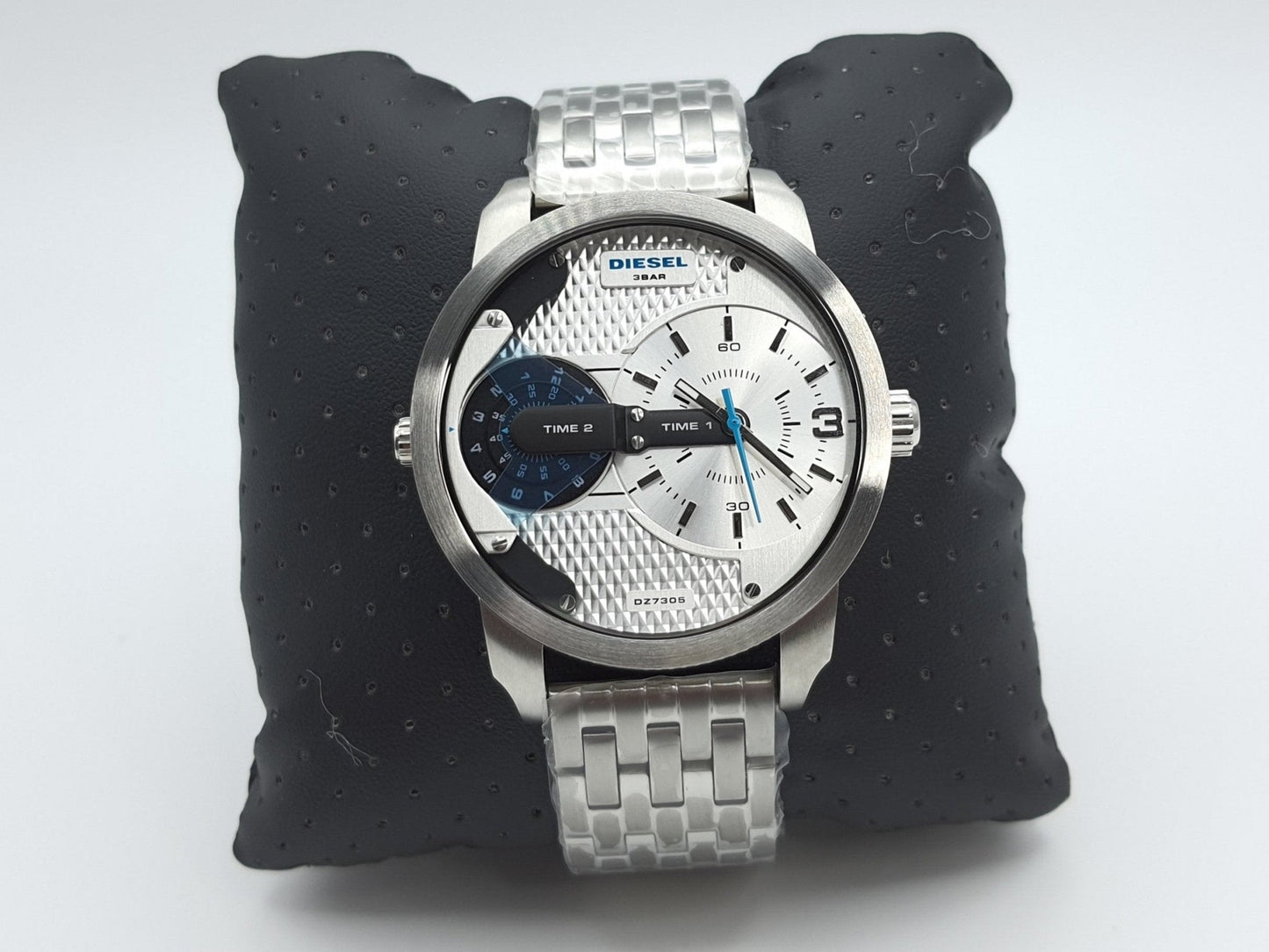 Diesel DZ7305 Mini Daddy Dual Time Men's Watch – Silver Dial & Stainless Steel Strap
