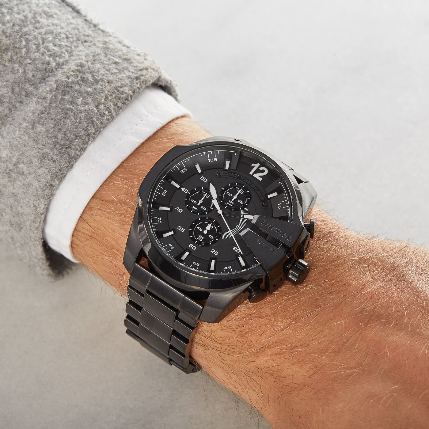 Diesel DZ4283 Mega Chief Chronograph Men's Watch – Black Dial & Black Steel Strap