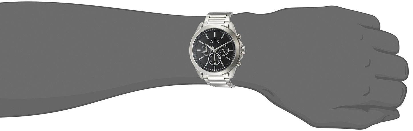 Armani Exchange Drexler AX2600 Men's Chronograph Watch – Black Dial with Silver Stainless Steel Strap