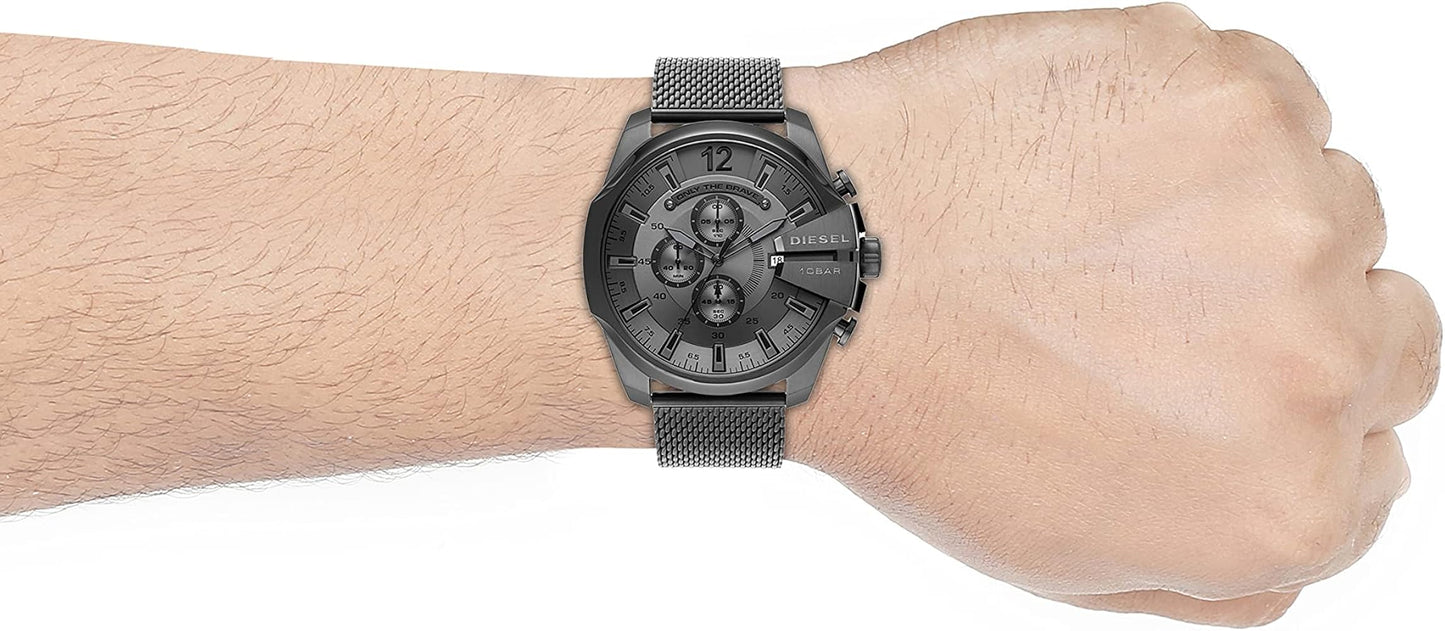 Diesel DZ4527 Mega Chief Chronograph Men's Watch – Black Dial & Black Mesh Strap