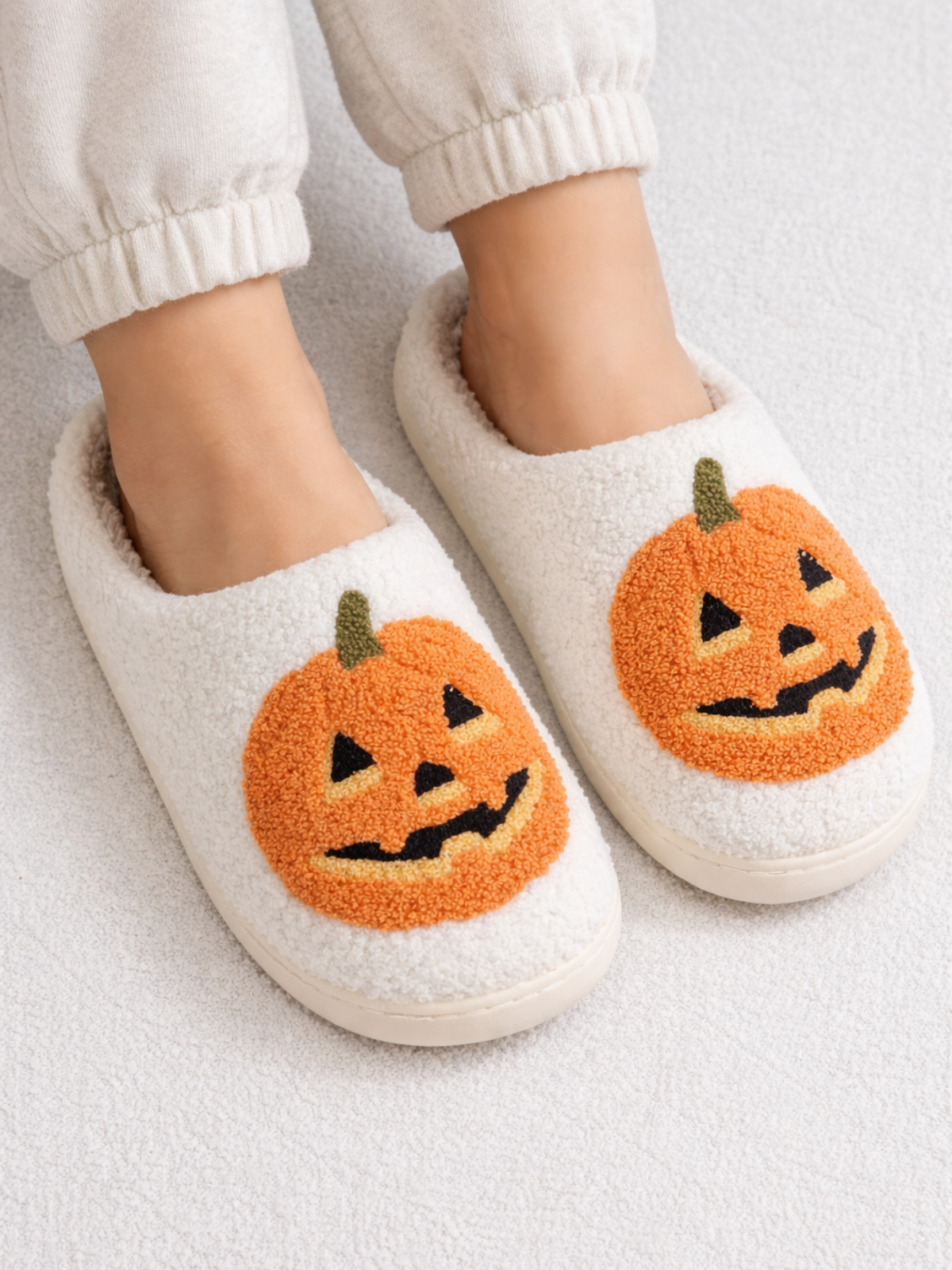 A Little Spooky Pumpkin Bedroom Slippers By Liv and Mia