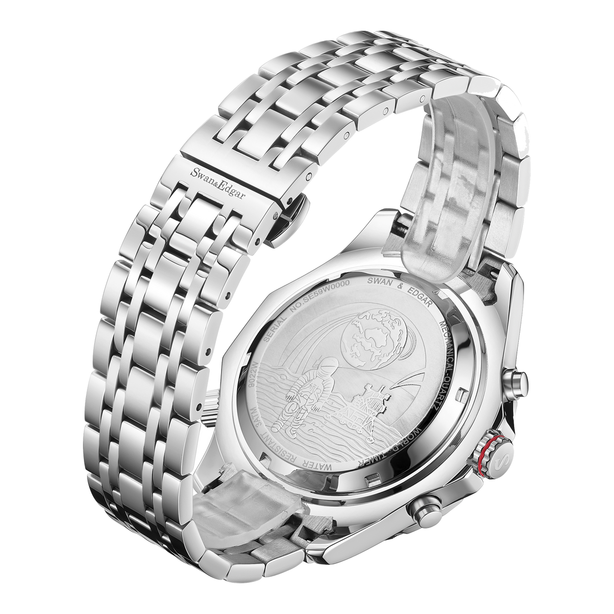 World Timer Mechanical Quartz Hybrid- Steel Matt Black