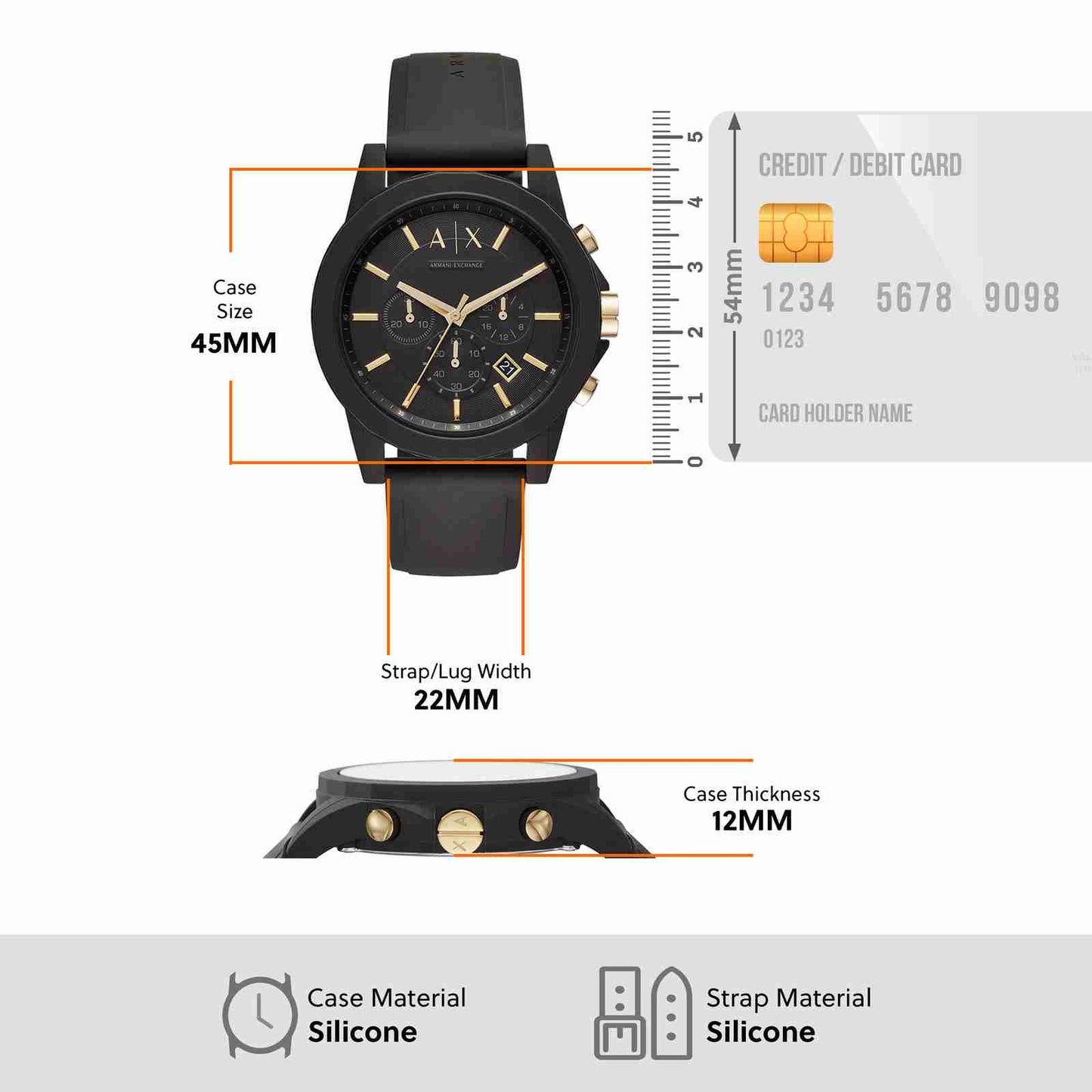 Armani Exchange Outerbanks AX7105 Men's Chronograph Watch – Black Dial with Black Stainless Steel Strap