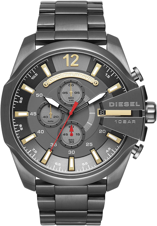 Diesel DZ4479 Mega Chief Chronograph Men's Watch – Grey Dial & Black Stainless Steel Strap