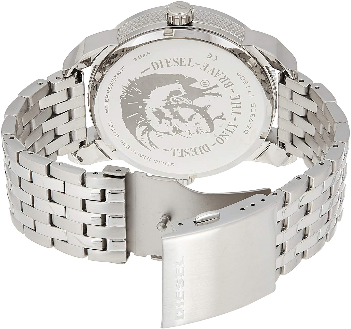Diesel DZ7305 Mini Daddy Dual Time Men's Watch – Silver Dial & Stainless Steel Strap